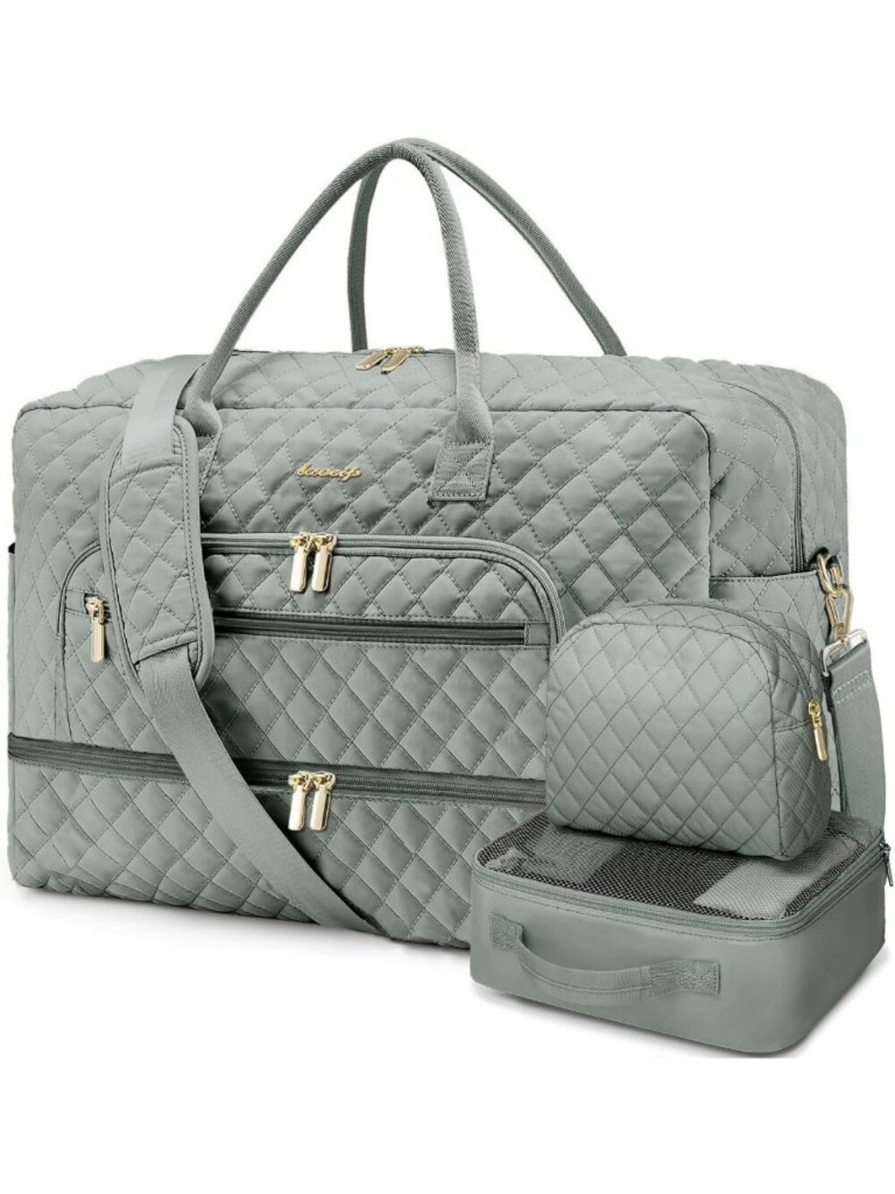 Spacious Women's Travel Duffle Bag Set with Shoe Compartment & Wet Pocket, Gym